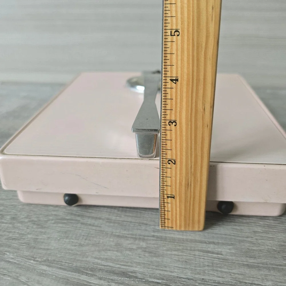Vintage Hanson Pink Bath Scale MCM Pastel Kitsch Atomic Era Chrome Analog
